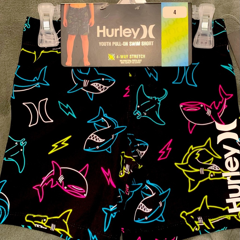 Hurley Youth Pull-On Swim Short "Shark Print" NWT